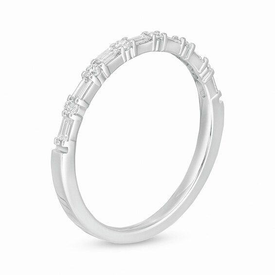 Previously Owned - 1/4 CT. T.w. Baguette and Round Diamond Alternating Band in 14K White Gold