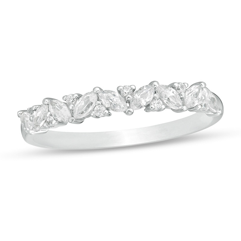 Main Image 1 of Previously Owned - 1/2 CT. T.W. Marquise and Round Diamond Anniversary Band in 14K White Gold