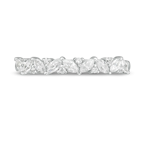 Previously Owned - 1/2 CT. T.w. Marquise and Round Diamond Anniversary Band in 14K White Gold