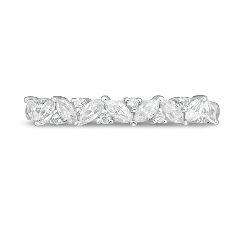 Main Image 4 of Previously Owned - 1/2 CT. T.W. Marquise and Round Diamond Anniversary Band in 14K White Gold
