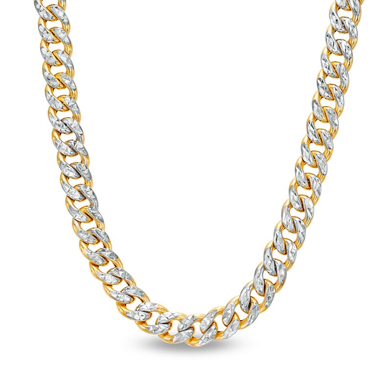 Main Image 1 of Previously Owned - Made in Italy Men's 5.6mm Diamond-Cut Cuban Curb Chain Necklace in Hollow 10K Gold - 22"