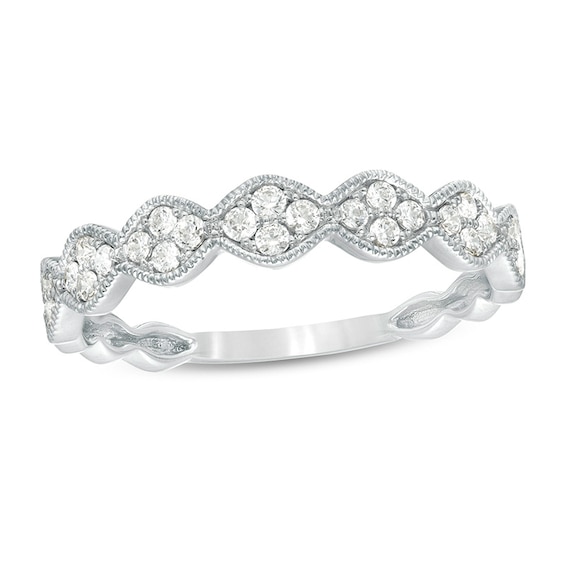 Previously Owned - 1/4 CT. T.w. Quad Diamond Vintage-Style Anniversary Band in 10K White Gold