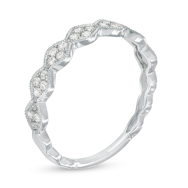 Main Image 3 of Previously Owned - 1/4 CT. T.W. Quad Diamond Vintage-Style Anniversary Band in 10K White Gold