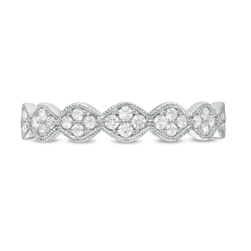Main Image 4 of Previously Owned - 1/4 CT. T.W. Quad Diamond Vintage-Style Anniversary Band in 10K White Gold