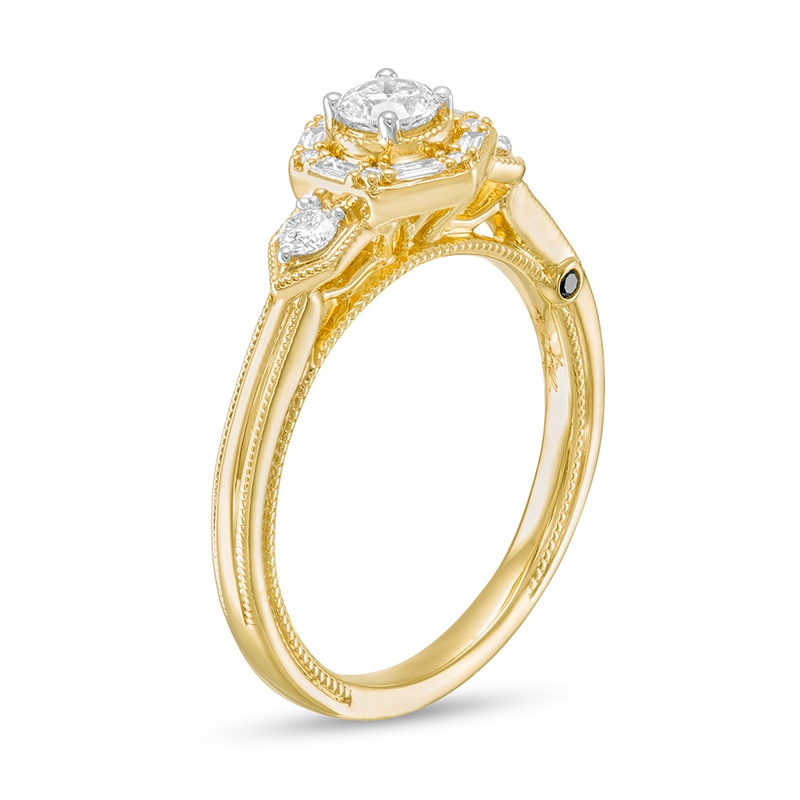 Main Image 2 of Previously Owned - Marilyn Monroe™ Collection 1/2 CT. T.W. Diamond Hexagon Frame Art Deco Engagement Ring in 14K Gold