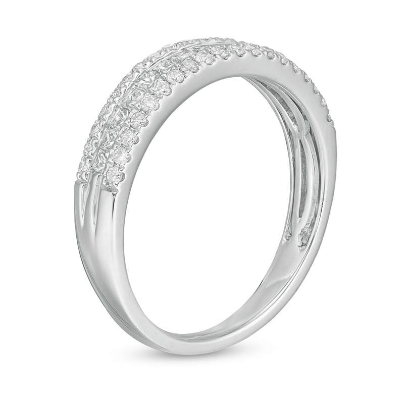 Main Image 3 of Previously Owned - 5/8 CT. T.W. Princess-Cut and Round Diamond Multi-Row Band in 14K White Gold