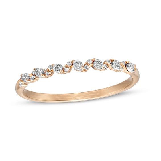 Previously Owned - 1/20 CT. T.w. Diamond Wave Stackable Anniversary Band in 10K Rose Gold