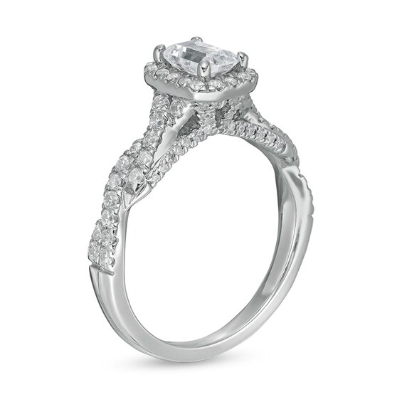 Previously Owned - Zales Private Collection 1 CT. T.w. Emerald-Cut Diamond Frame Engagement Ring in 14K White Gold