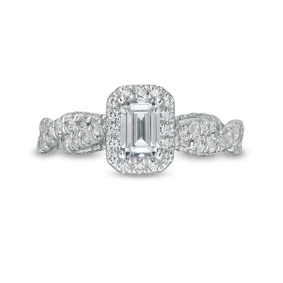 Previously Owned - Zales Private Collection 1 CT. T.w. Emerald-Cut Diamond Frame Engagement Ring in 14K White Gold
