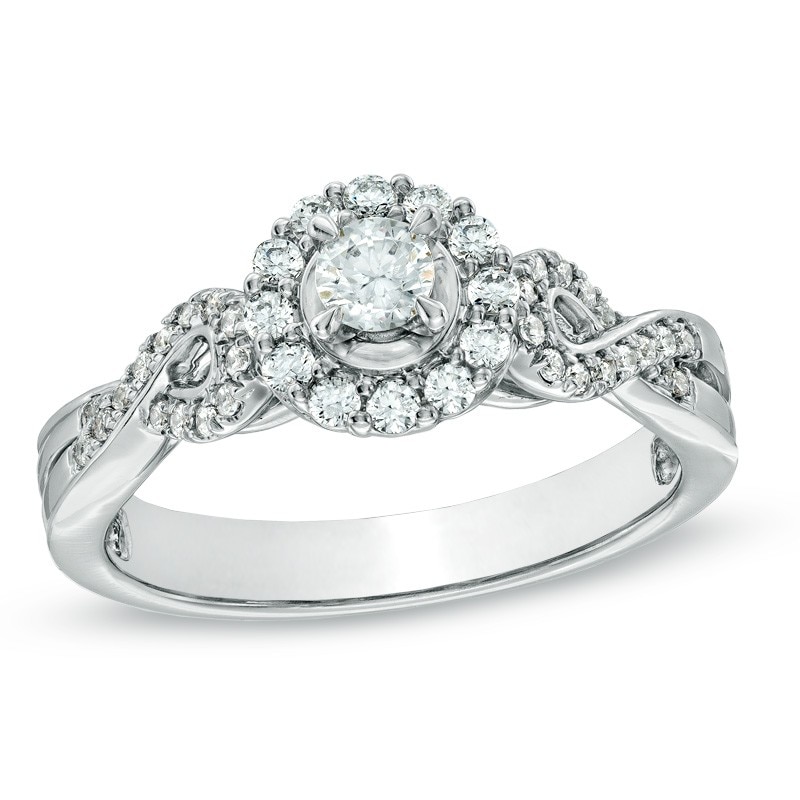 Main Image 1 of Previously Owned - Celebration Grand® 1/2 CT. T.W. Diamond Engagement Ring in 14K White Gold (H-I/I1)