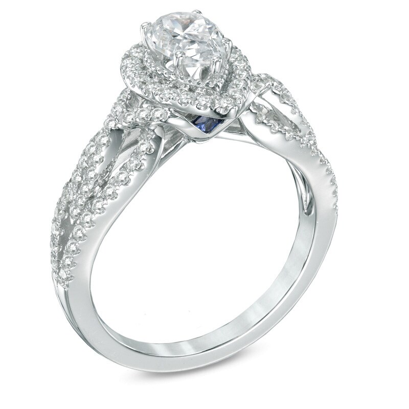 Main Image 2 of Previously Owned - Vera Wang Love Collection 1 CT. T.W. Pear-Shaped Diamond Vintage-Style Ring in 14K White Gold