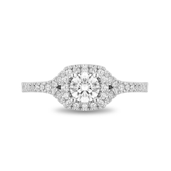 Previously Owned - Enchanted Disney Ariel 3/4 CT. T.w. Diamond Cushion Frame Engagement Ring in 14K Two-Tone Gold