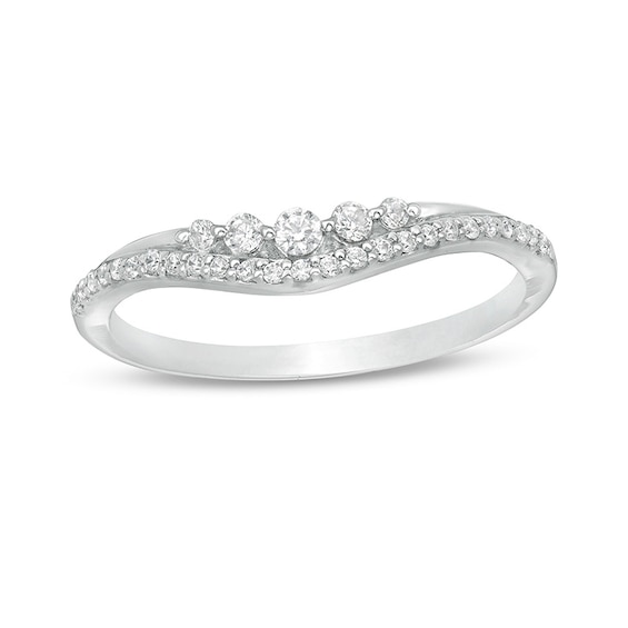 Previously Owned - 1/5 CT. T.w. Diamond Five Stone Contour Anniversary Band in 10K White Gold