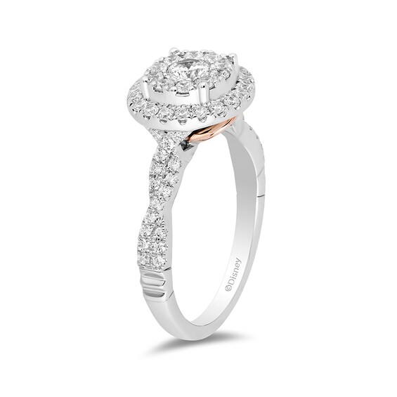 Previously Owned - Enchanted Disney Belle 1 CT. T.w. Diamond Double Frame Engagement Ring in 14K White Gold