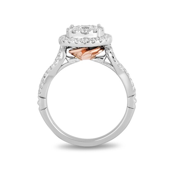 Previously Owned - Enchanted Disney Belle 1 CT. T.w. Diamond Double Frame Engagement Ring in 14K White Gold