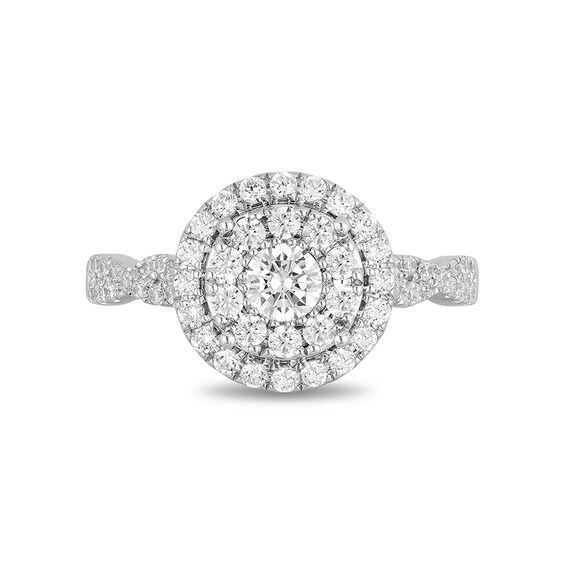 Previously Owned - Enchanted Disney Belle 1 CT. T.w. Diamond Double Frame Engagement Ring in 14K White Gold