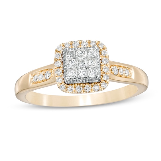 Previously Owned - 1/3 CT. T.w. Composite Cushion Diamond Engagement Ring in 10K Gold