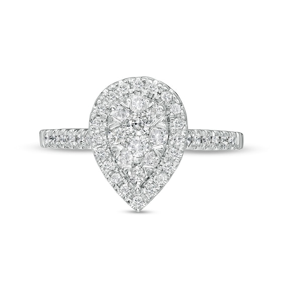 Previously Owned - 1/2 CT. T.w. Composite Pear-Shaped Diamond Frame Engagement Ring in 10K White Gold