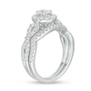 Thumbnail Image 3 of Previously Owned - 1 CT. T.W. Oval Diamond Frame Collar Bridal Set in 14K White Gold (I/I2)