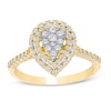 Thumbnail Image 1 of Previously Owned - 1/2 CT. T.W. Pear-Shaped Multi-Diamond Double Frame Engagement Ring in 10K Gold