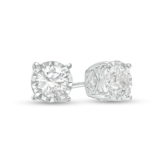 Previously Owned - 1/2 CT. T.w. Diamond Hidden Accent Solitaire Stud Earrings in 10K White Gold