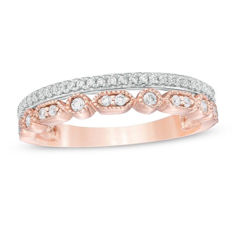 Main Image 1 of Previously Owned 1/4 CT. T.W. Diamond Vintage-Style Band in 10K Two-Tone Gold