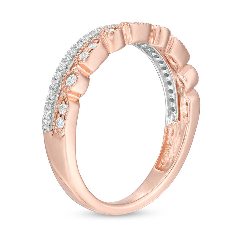 Main Image 3 of Previously Owned 1/4 CT. T.W. Diamond Vintage-Style Band in 10K Two-Tone Gold