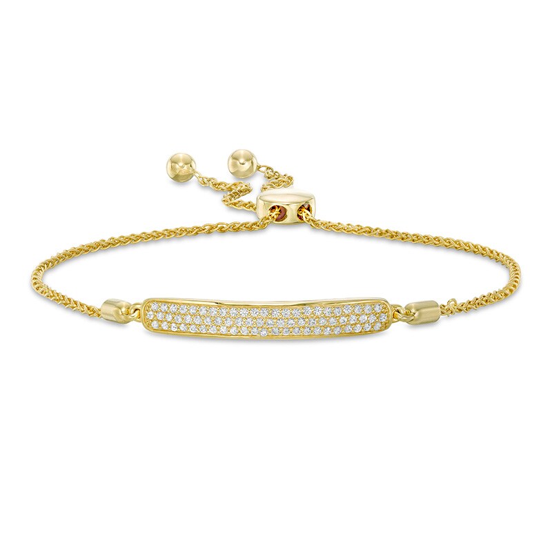 Main Image 1 of Previously Owned 1/4 CT. T.W. Diamond Multi-Row Bar Bolo Bracelet in 10K Gold - 9.5"