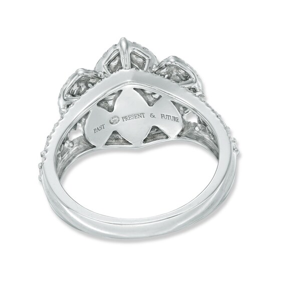 Previously Owned 1-1/2 CT. T.w. Marquise Diamond Frame Past Present FutureÂ® Ring in 14K White Gold
