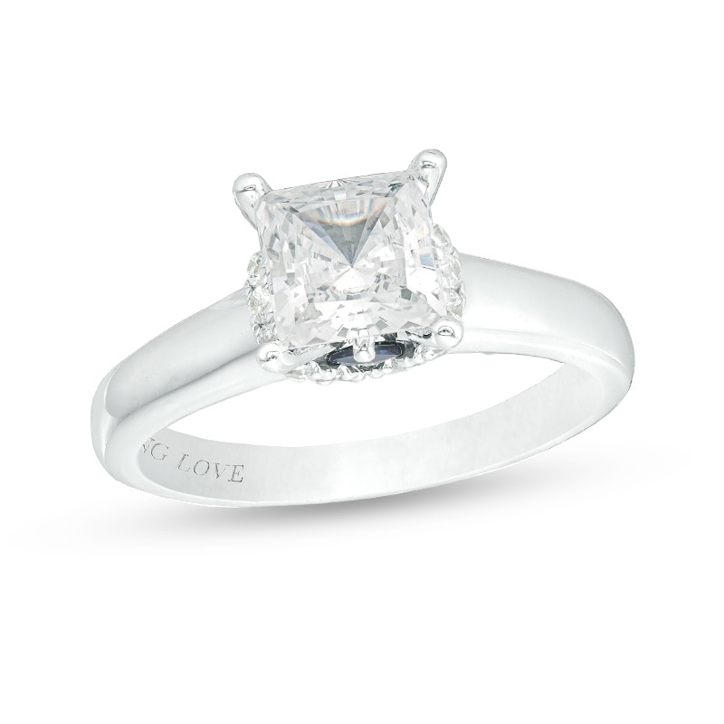 Main Image 1 of Previously Owned Vera Wang Love Collection 1-5/8 CT. T.W. Princess-Cut Diamond Engagement Ring in 14K White Gold (I/SI2)