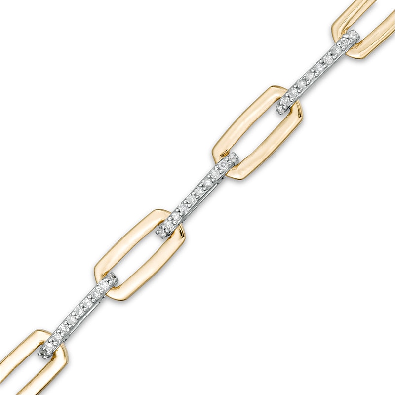 Main Image 1 of Previously Owned 1/2 CT. T.W. Diamond Paper Clip Link Bracelet in 10K Gold - 7.5"