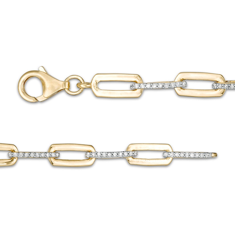 Main Image 3 of Previously Owned 1/2 CT. T.W. Diamond Paper Clip Link Bracelet in 10K Gold - 7.5"