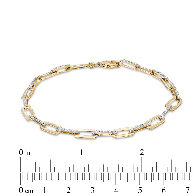 Main Image 4 of Previously Owned 1/2 CT. T.W. Diamond Paper Clip Link Bracelet in 10K Gold - 7.5"