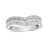 Thumbnail Image 1 of Previously Owned 3/4 CT. T.W. Baguette and Round Diamond Contour Triple Row Anniversary Band in 14K White Gold