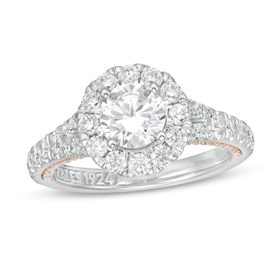 Previously Owned Zales Private Collection 2 CT. T.w. Diamond Frame Engagement Ring in 14K Two-Tone Gold (F/I1)