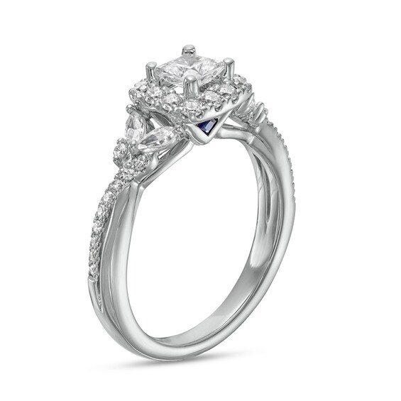 Previously Owned Vera Wang Love Collection 1 CT. T.w. Diamond Frame Twist Shank Engagement Ring in 14K White Gold