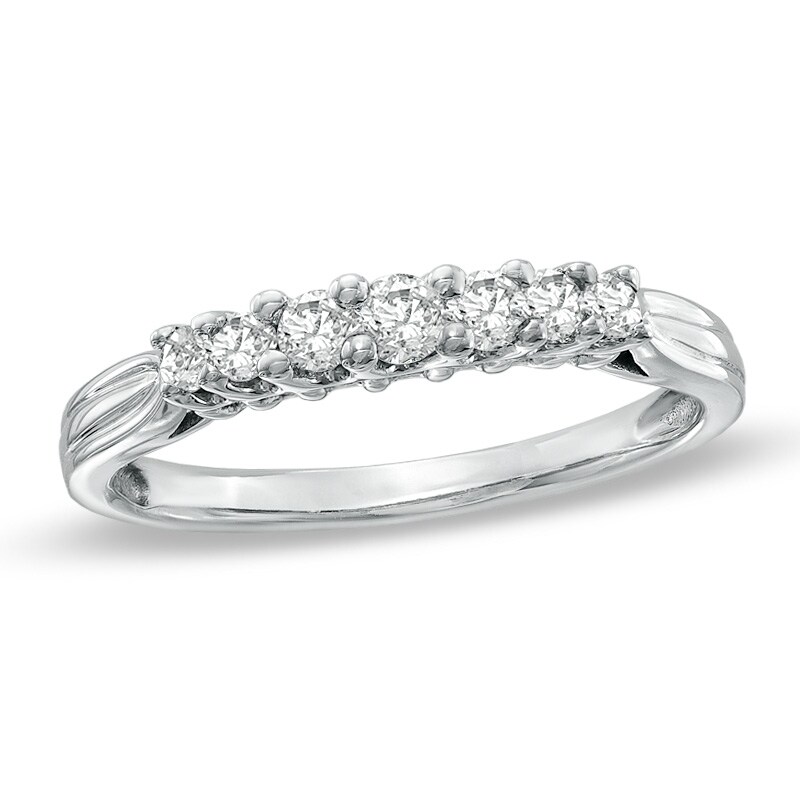 Main Image 1 of Previously Owned 1/2 CT. T.W. Diamond Seven Stone Band in 10K White Gold