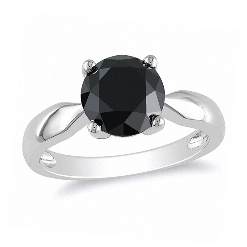 Main Image 1 of Previously Owned 3 CT. Black Diamond Solitaire Ring in 10K White Gold