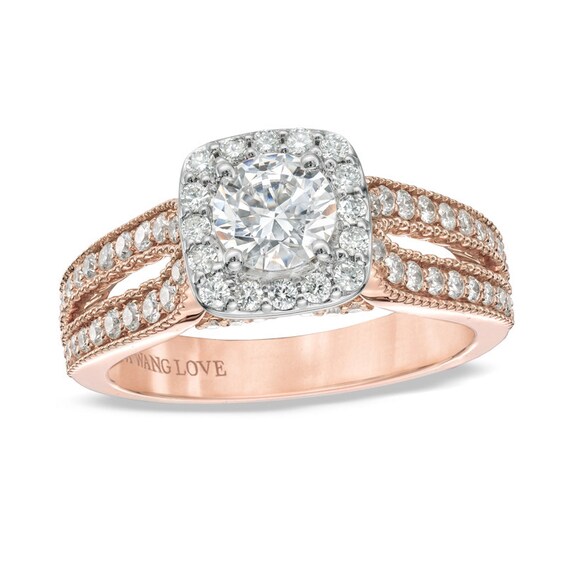 Previously Owned Vera Wang Love Collection 1-1/5 CT. T.w. Diamond Split Shank Engagement Ring in 14K Rose Gold
