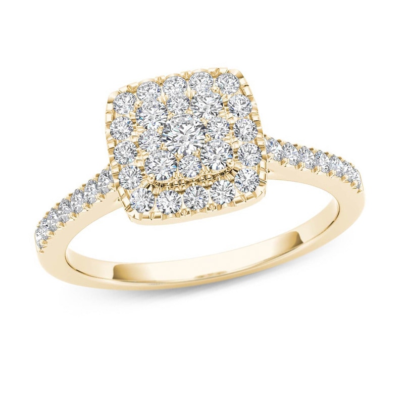 Main Image 1 of Previously Owned 1/2 CT. T.W. Composite Diamond Square Frame Engagement Ring in 14K Gold