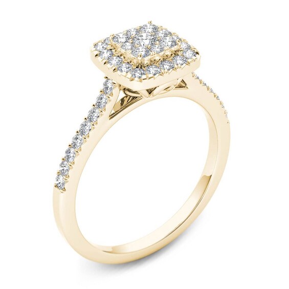 Previously Owned 1/2 CT. T.w. Composite Diamond Square Frame Engagement Ring in 14K Gold