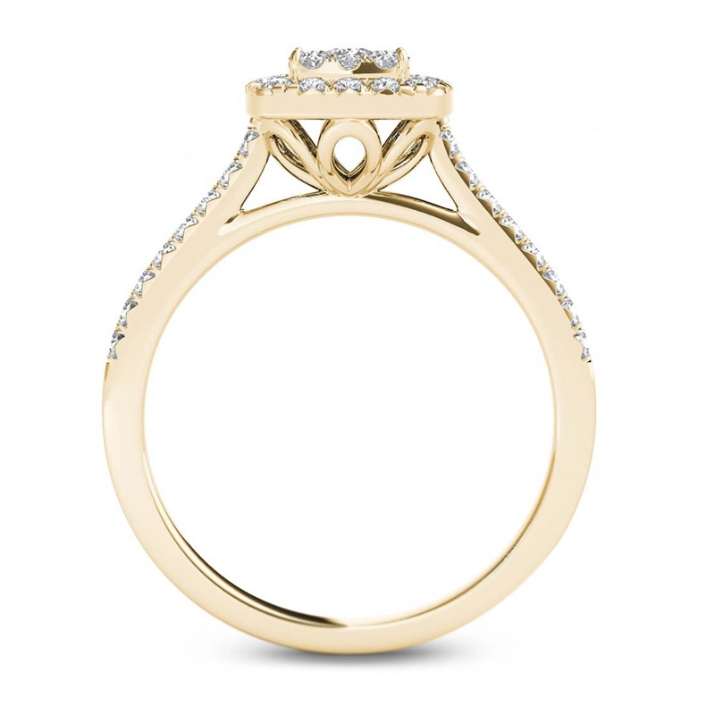 Main Image 3 of Previously Owned 1/2 CT. T.W. Composite Diamond Square Frame Engagement Ring in 14K Gold