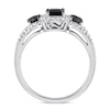 Thumbnail Image 3 of Previously Owned 1 CT. T.W. Princess-Cut Black and White Diamond Three Stone Frame Engagement Ring in 10K White Gold