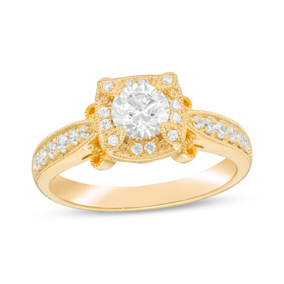 Previously Owned 3/4 CT. T.w. Diamond Cushion Frame Vintage-Style Engagement Ring in 14K Gold