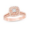 Thumbnail Image 1 of Previously Owned 1/4 CT. T.W. Diamond Double Cushion Frame Soldered Bridal Set in 10K Rose Gold