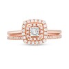 Thumbnail Image 4 of Previously Owned 1/4 CT. T.W. Diamond Double Cushion Frame Soldered Bridal Set in 10K Rose Gold