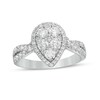 Thumbnail Image 1 of Previously Owned 1-1/4 CT. T.W. Composite Pear-Shaped Diamond Frame Twist Shank Engagement Ring in 14K White Gold