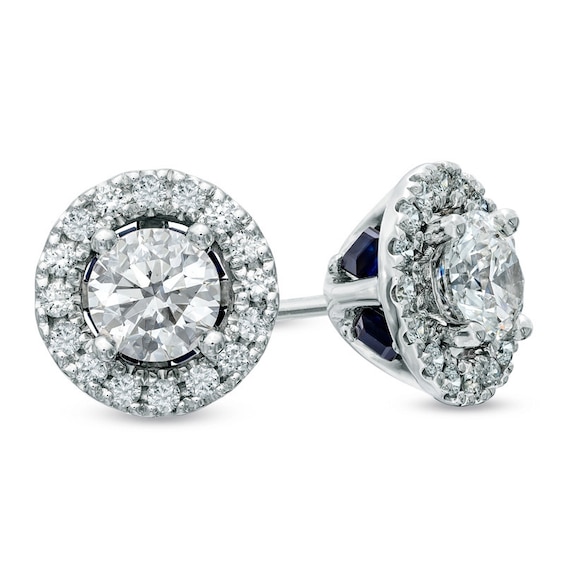 Previously Owned Vera Wang Love Collection 3/4 CT. T.w. Diamond Frame Stud Earrings in 14K White Gold