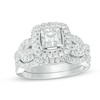 Thumbnail Image 1 of Previously Owned - 1-1/2 CT. T.W. Princess-Cut Diamond Frame Vintage-Style Bridal Set in 14K White Gold