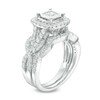 Thumbnail Image 2 of Previously Owned - 1-1/2 CT. T.W. Princess-Cut Diamond Frame Vintage-Style Bridal Set in 14K White Gold